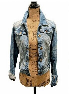 Y2K Mudd Light Blue Distressed Denim Jacket
